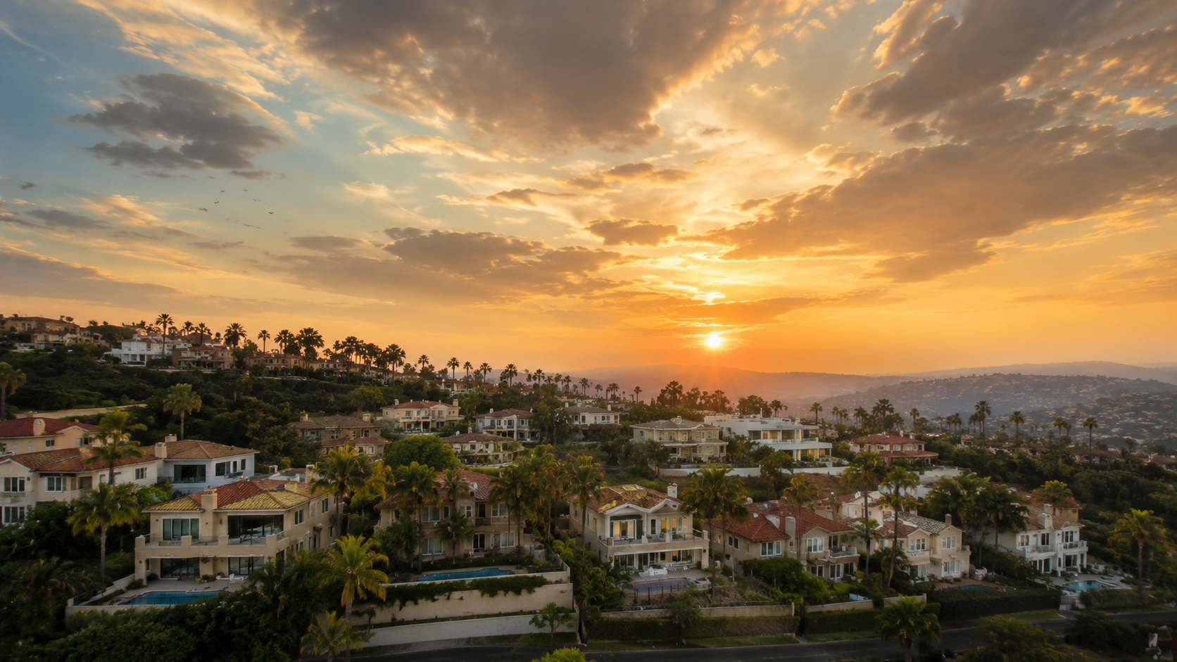 Southern California homes at sunset