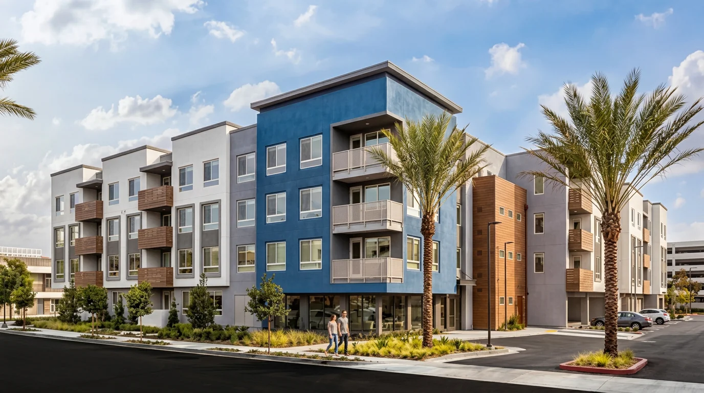 Modern apartment building exterior