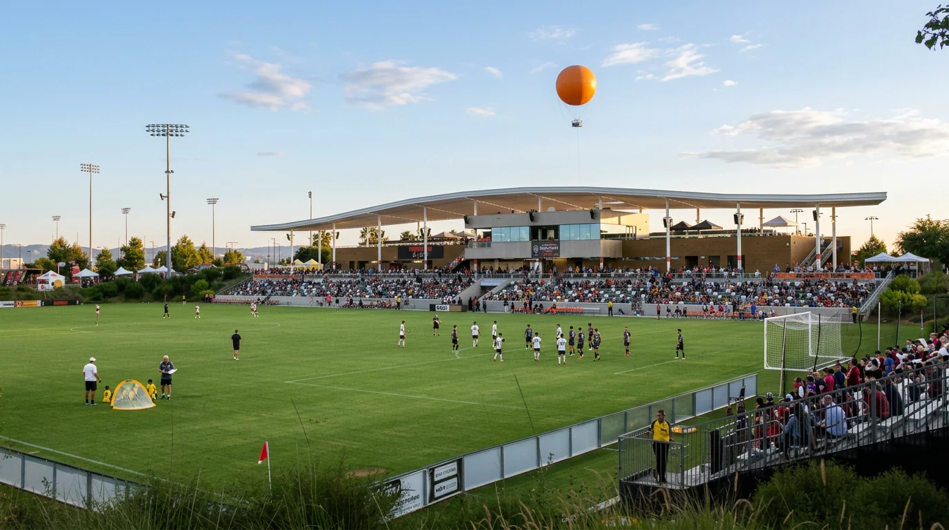 Soccer stadium under lights